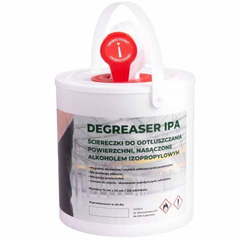 ŚCIERECZKI SONEX DEGREASER IPA, WIADERKO 120 LISTKÓW ŚCIERECZKI SONEX DEGREASER IPA, WIADERKO 120 LISTKÓW