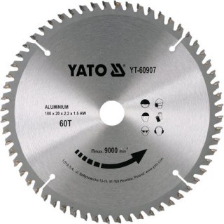 TARCZA WIDIOWA DO ALUMINIUM 180*20MM 60 ZĘBÓW
