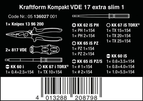 ZESTAW KRAFTFORM KOMPAKT VDE 17 EXTRA SLIM 1, 16 CZĘŚĆ ZESTAW KRAFTFORM KOMPAKT VDE 17 EXTRA SLIM 1, 16 CZĘŚĆ