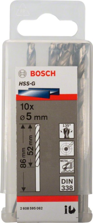 WIERTŁO HSS-G, DIN 338 5.0*52MM 10SZT.