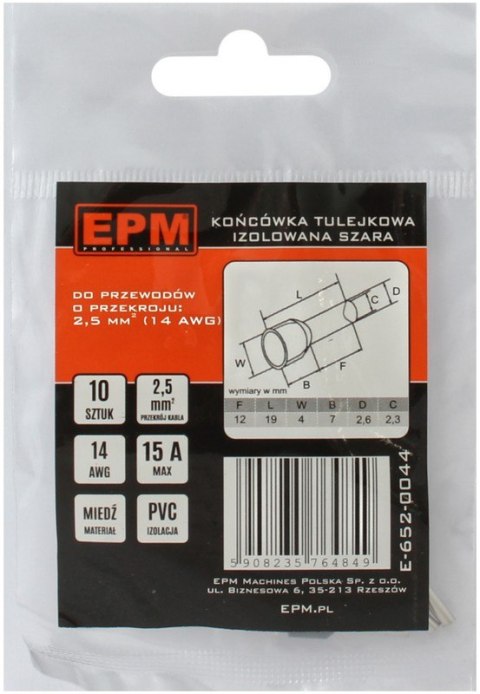 KOŃCÓWKA TULEJKOWA IZOLOWANA 2.5MM 10 SZTUK KOŃCÓWKA TULEJKOWA IZOLOWANA 2.5MM 10 SZTUK