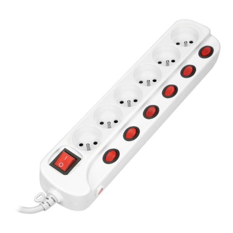 LISTWA ZASILAJĄCA 'MULTISWITCH', 6X2P+Z, KABEL 3X1,0M BIAŁY LISTWA ZASILAJĄCA 'MULTISWITCH', 6X2P+Z, KABEL 3X1,0M BIAŁY