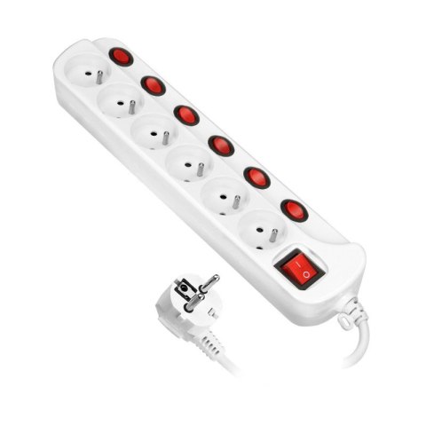 LISTWA ZASILAJĄCA 'MULTISWITCH', 6X2P+Z, KABEL 3X1,0M BIAŁY LISTWA ZASILAJĄCA 'MULTISWITCH', 6X2P+Z, KABEL 3X1,0M BIAŁY